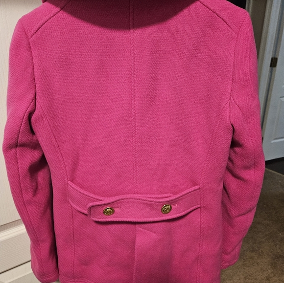 J. Crew Vibrant Pink Pea Coat - Picture 3 of 4